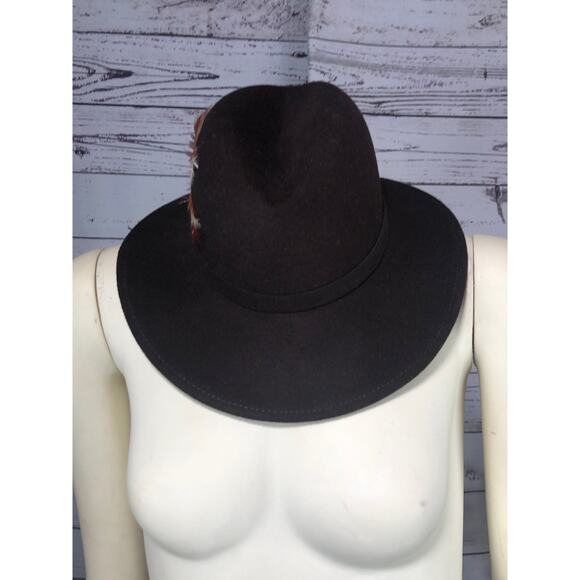 Vintage Doeskin Brown hat with Fall colored feathers
